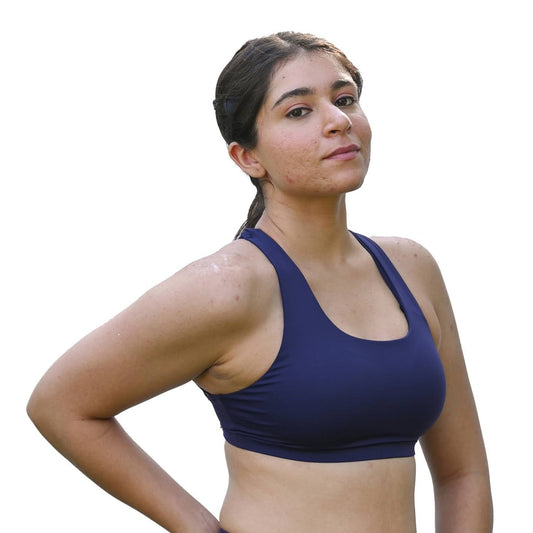 High support sports bra with strappy back