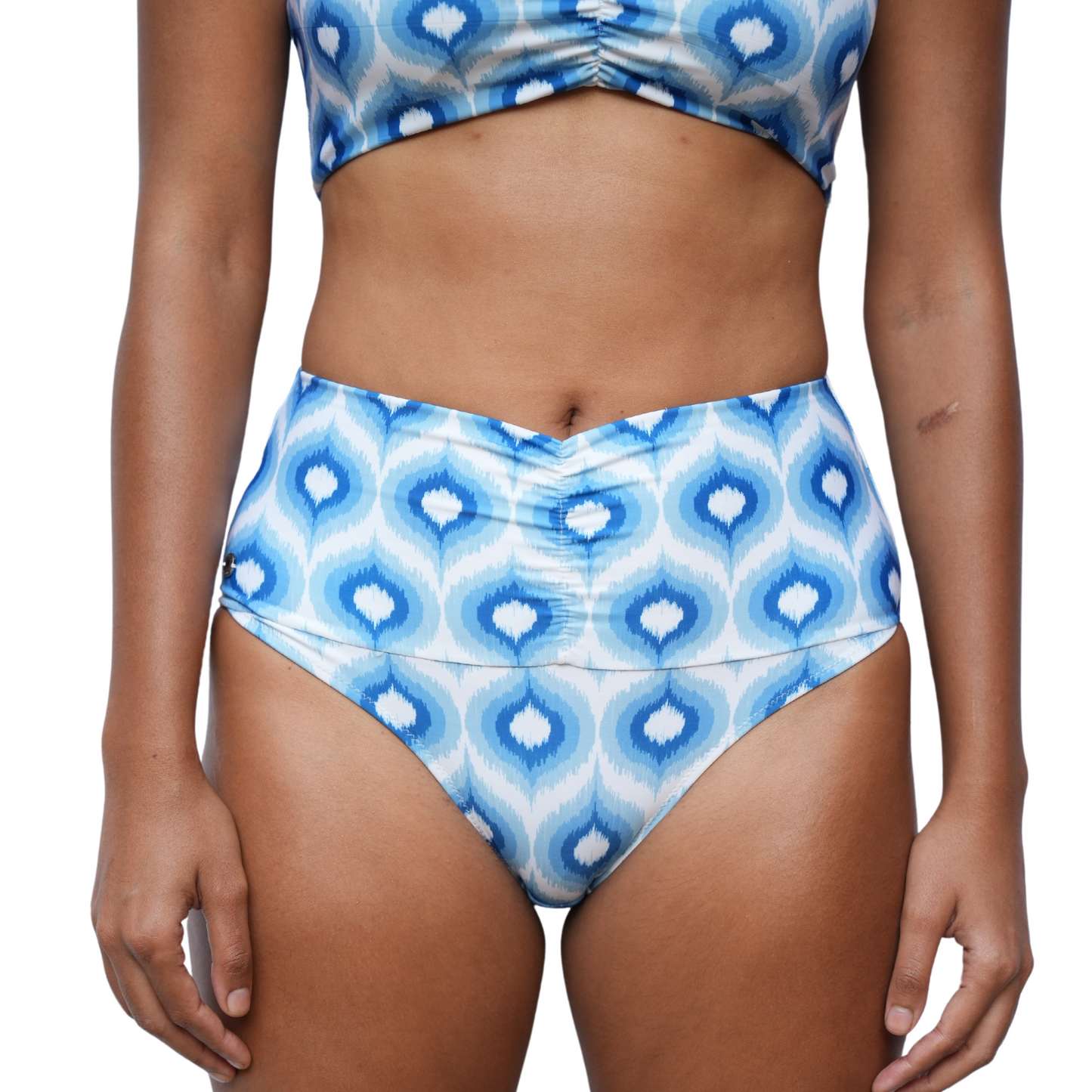 High Waist Bikini Bottom With Gathered Panel