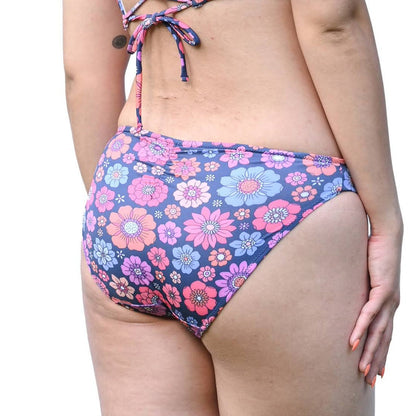 Printed Bikini Bottom With Back Gathers