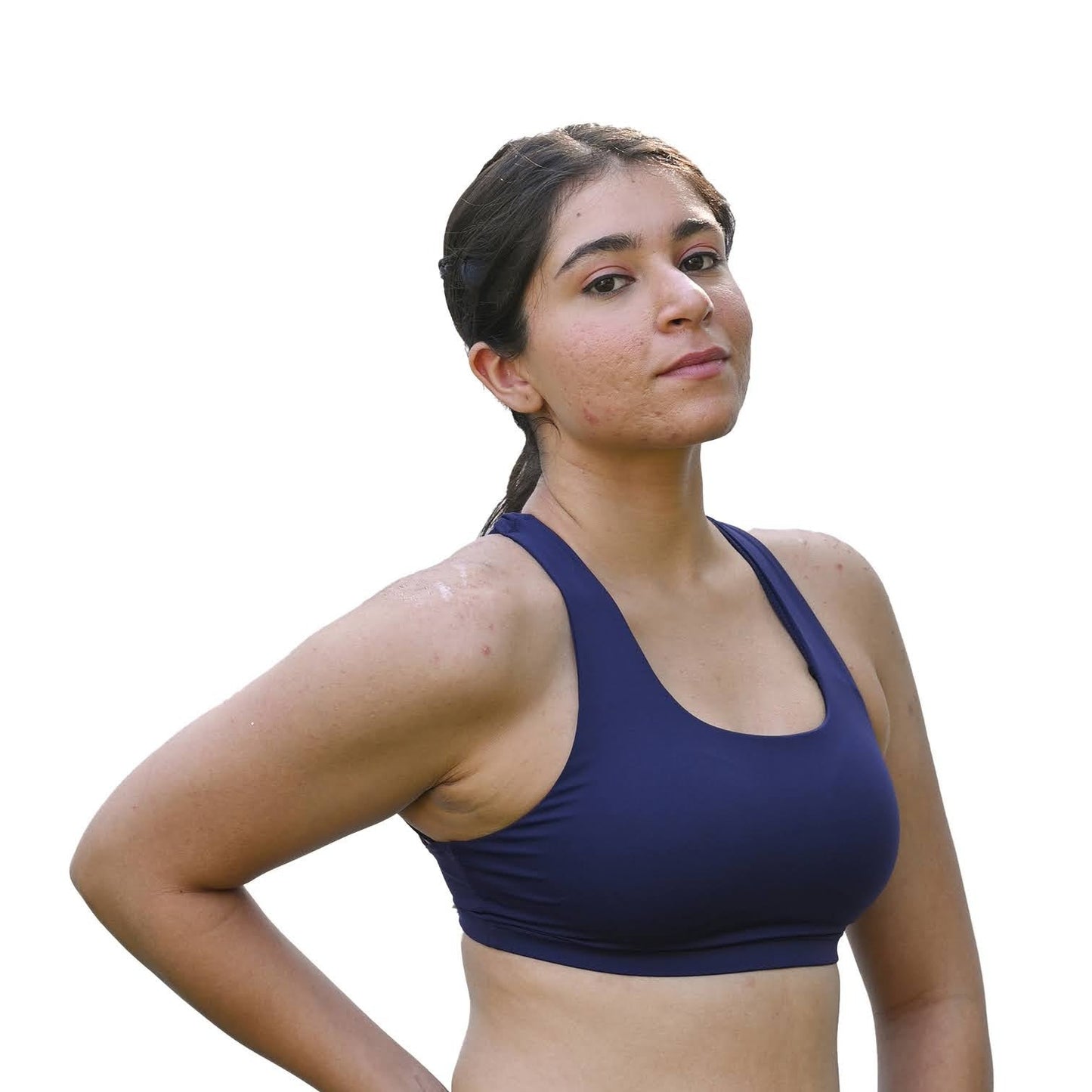 High support sports bra with strappy back