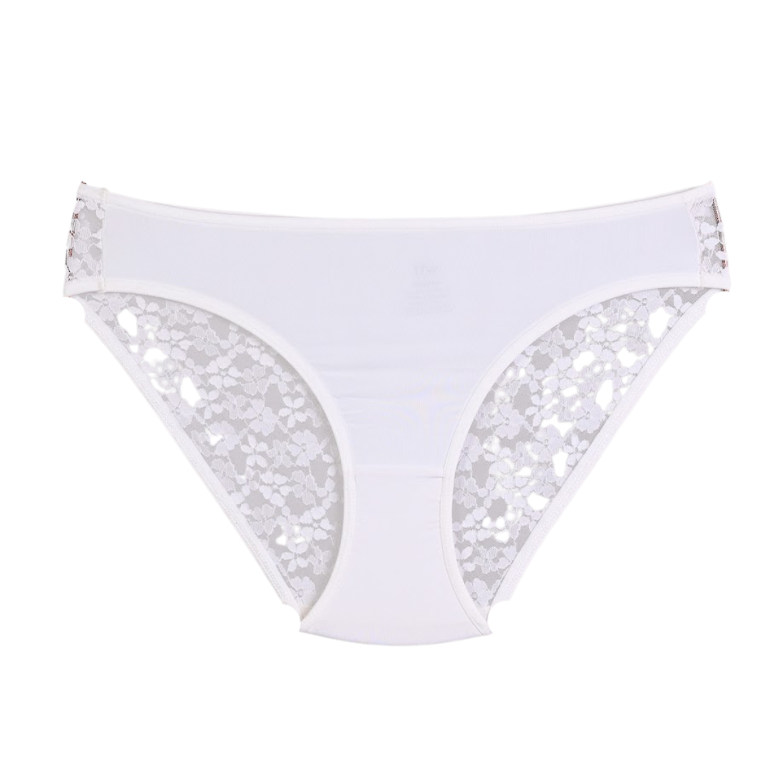 Lace bikini panty with fabric front