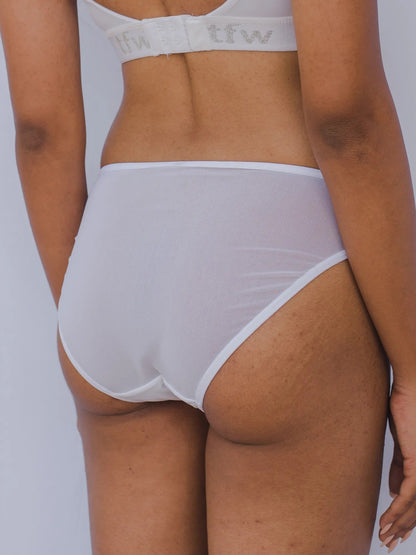 Mesh bikini panty with fabric front